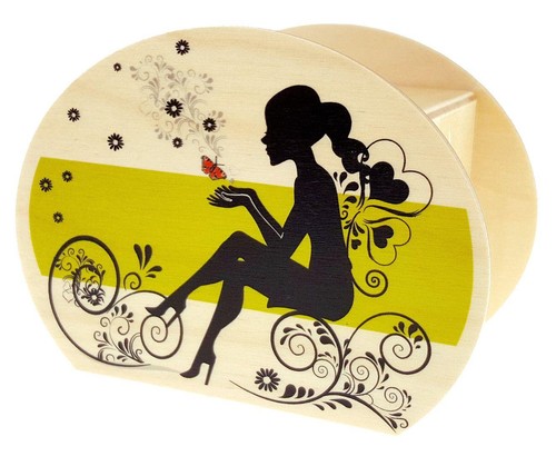 Holzdekoration spardose girl - spardose,