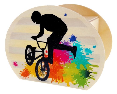 Holzdekoration spardose bmx - holzdekoration,