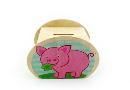 Holz spardose schwein pilz - holz,