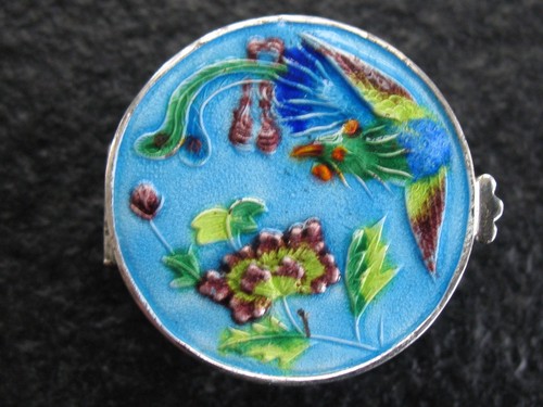 Pillendose silber mit emaille - pillendose,